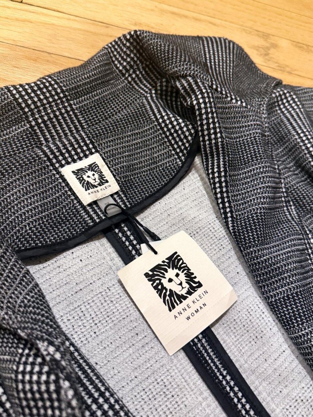 NWT Anne Klein Plaid Knit Blazer Cardigan Jacket 0X